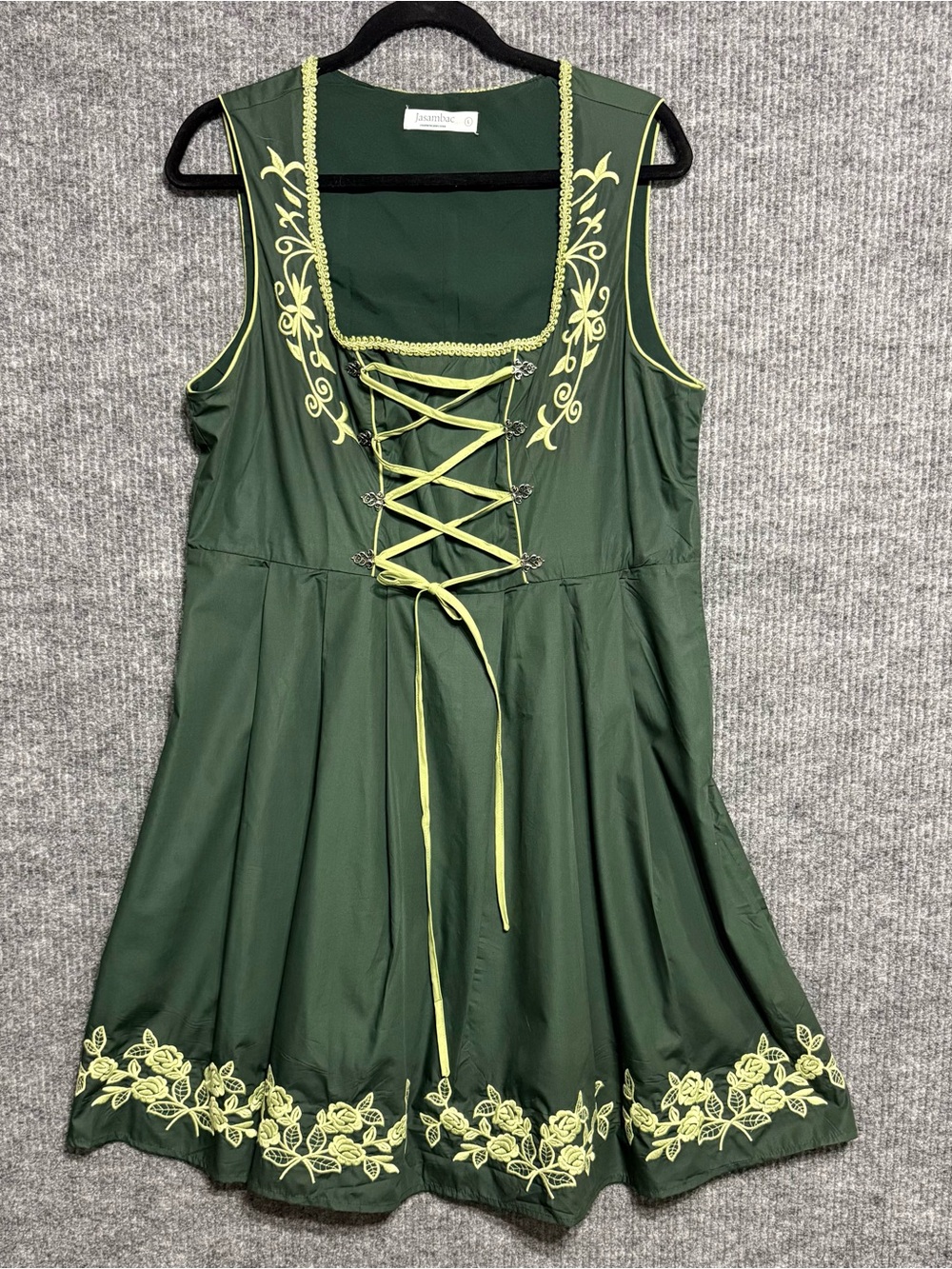 JASAMBAC Oktoberfest Bavarian Dress Size L  Green Dirndl Festival